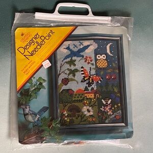 Columbia Minerva Designer Needlepoint Night And Day 9”x 12” Vintage 1973